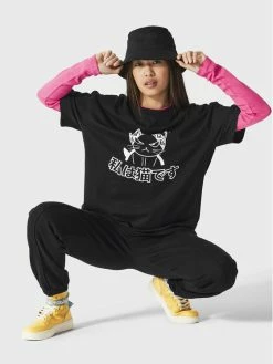 Κουπόνι 🎁 Togoshi Γυναίκες T-shirts T-Shirt TG23-TSD521 Μαύρο Relaxed Fit 🔔 -δερμάτινο πορτοφόλι Κατάστημα unnamed file 1347